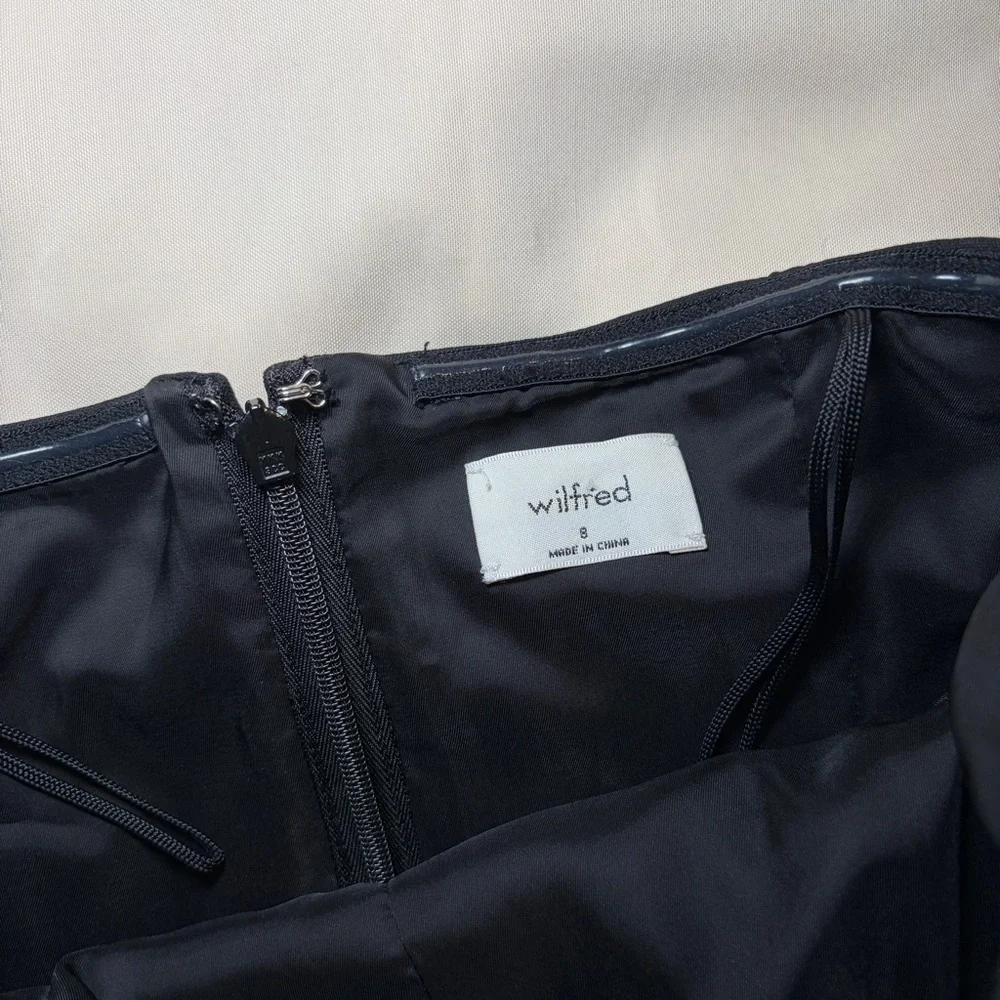 Aritzia- Wilfred Polished Dress Size 8 in Heather Black Strapless Mini Pleated